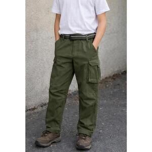 Boy's Olive Green Pants, Cargo, Waterproof, Outdoor Insulated, Utility- Medium